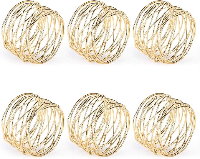 Accmor Napkin Rings, Metal Gold Round Napkin Rings Buckles - Image 8