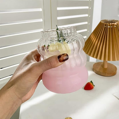 Ribbed Glassware Water Tumbler, Stripe Bubble Glasses Tumbler, Aesthetic Ripple - Image 3