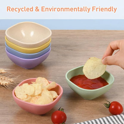 12 Pack Small Bowls, 4.5 OZ Assorted Colors Dipping Sauce Cups, Wheat Straw - Image 5