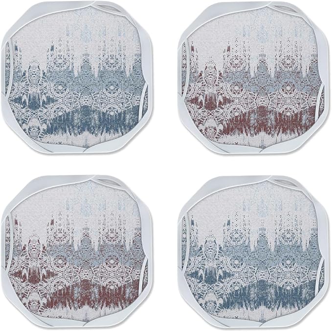UMIRRO Absorbent Felt & Silicone Drink Coasters Set of 4, Mandala Lace | by Umirro