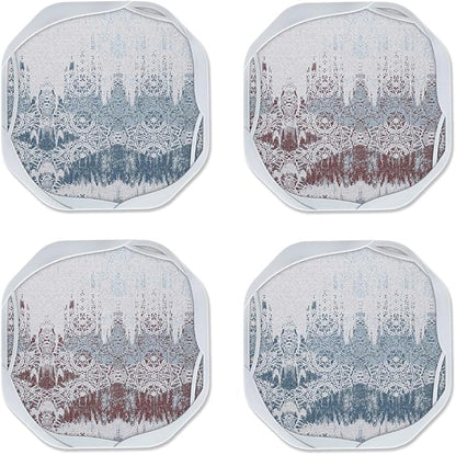 UMIRRO Absorbent Felt & Silicone Drink Coasters Set of 4, Mandala Lace | by Umirro
