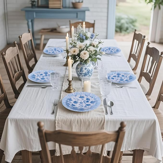 U-QE 20Pcs Blue Plastic Plates - Image 5
