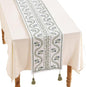 Designer French Linen Long Table Runner, Floral Pattern, Dining Table, Kitchen by Isaennehomedecoration