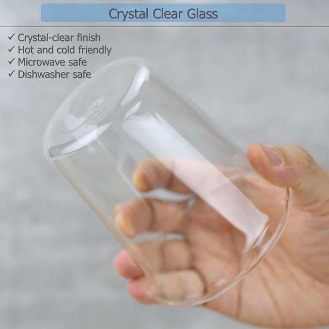 EIKS 2 Pack Drinking Glasses Crystal Clear Cups, 400ml/13.5oz | - Image 5