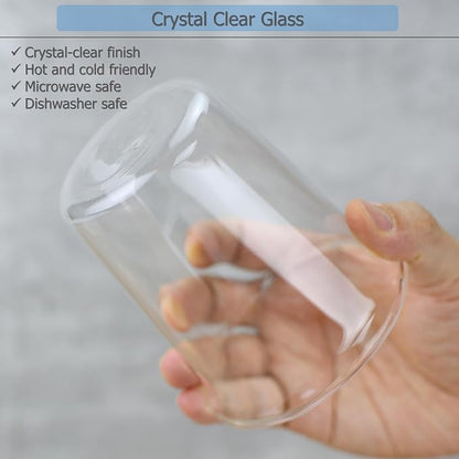 EIKS 2 Pack Drinking Glasses Crystal Clear Cups, 400ml/13.5oz | - Image 5