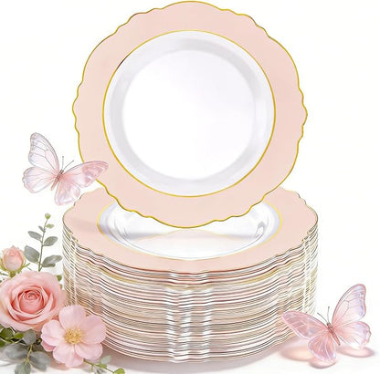 60pcs Pink Plastic Plates by WDF