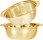 304 Stainless Steel Microporous Colander with Handle, Rice Washers Microporous Strainer Set For washing vegetables, fruits and rice, and draining cooked pasta(2QT with handle-Gold)