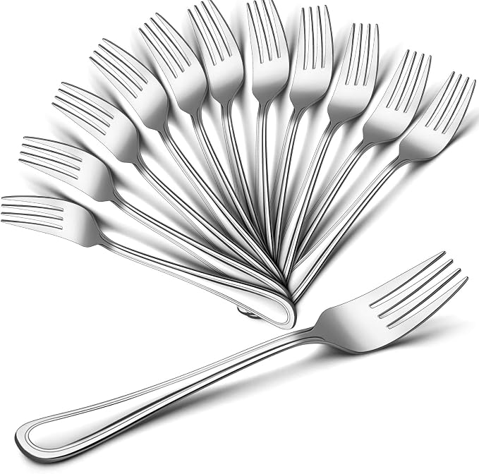 Dinner Forks Set of 12, E-far 7.9 Inch Stainless Steel Forks by E-far