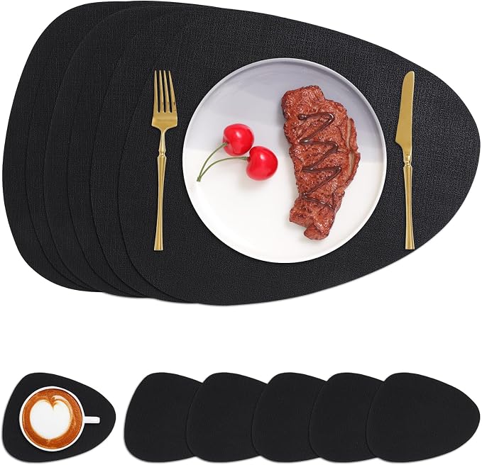 Faux Leather Placemats Set of 6, Dual Sided by Chitomars
