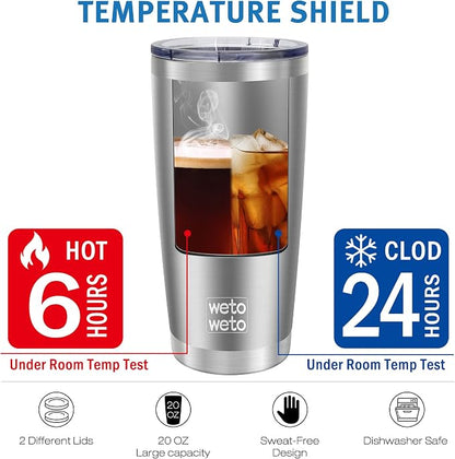 WETOWETO 20oz Tumbler, Stainless Steel Vacuum Insulated Coffee Travel Mug - Image 3
