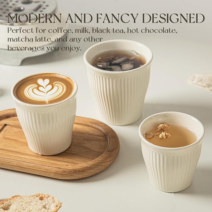 KEMORELA Espresso Cups Set of 3 – 5.5oz/7oz/10oz Ceramic Espresso Cups - Image 2