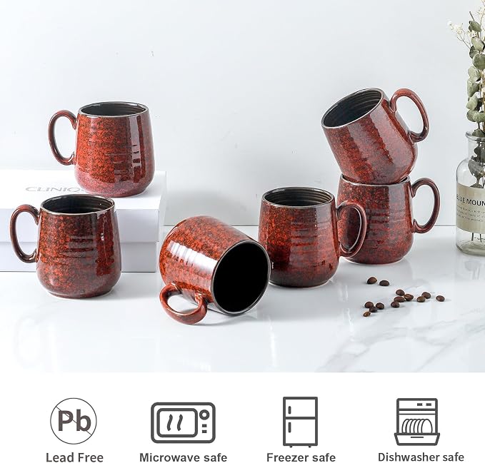 Hasense Coffee Mugs 8 oz, Ceramic Small Espresso Cups Set of 6, Mini Cups - Image 2