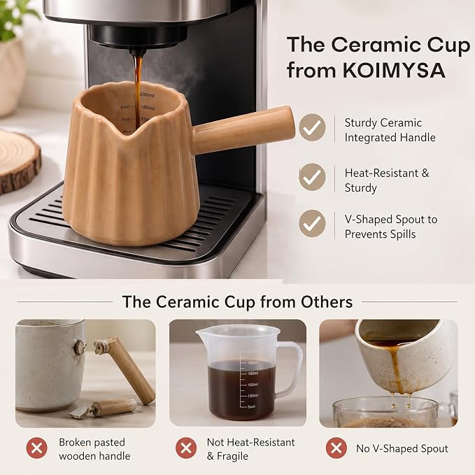 Ceramic Espresso Cups Set of 2, 6 OZ Espresso Shot Cups - Image 3