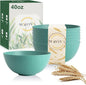 Wrova Wheat Straw Bowls for Kitchen set of 6,Anti-Scald Thick Soup Bowls 40oz,Microwave and Dishwasher Safe Bowl set easy to clean. Green