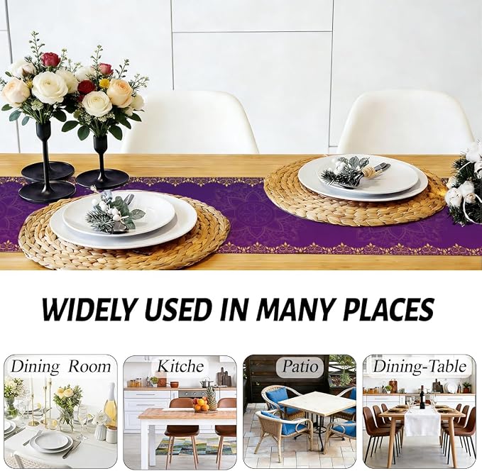 Linen Diwali Table Runner, Diwali Table Cloth Indian Table Decorations | Long - Image 5