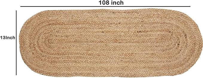 Pack of 1 Handwoven Oval Jute Braided Table Runner 13 x 108 Inch, 100% Natural - Image 2