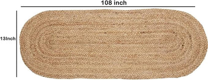 Pack of 1 Handwoven Oval Jute Braided Table Runner 13 x 108 Inch, 100% Natural - Image 2