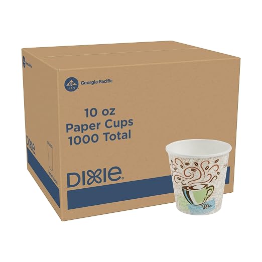 Dixie PerfecTouch 10 oz Paper Coffee Cups By GP PRO, Coffee Haze Design by Georgia-Pacific