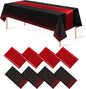 8Pack Disposable Plastic Party Tablecloths and Satin Table Runner Set Black and by MASHAN