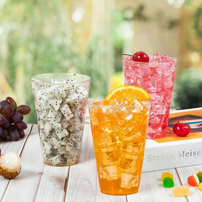 Vplus 100 Pack 14 OZ Gold Glitter Disposable Plastic Cups Glasses - Image 7