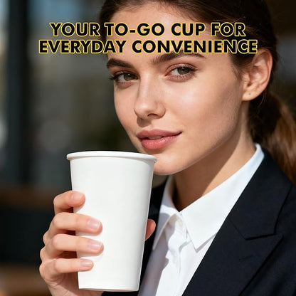 [200 Pack] 16 oz Coffee Cups, Disposable Paper Coffee Cups, Hot Coffee Cup, Perfect for Party, Picnic, Travel, and Events