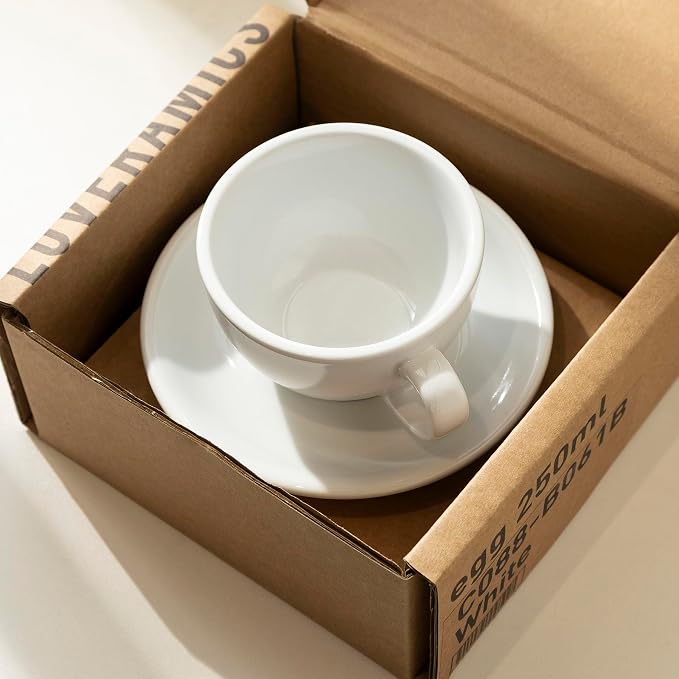 Loveramics Cappuccino Cup with Saucer, 8 oz Ceramic Coffee cup with Round Bottom - Image 4