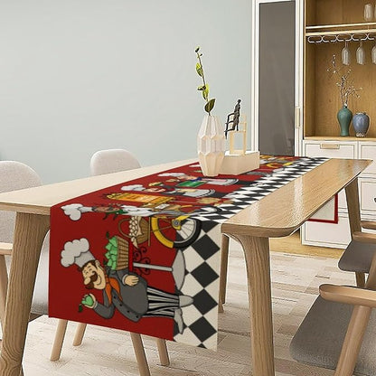 Retro Chef Table Runner, Farmhouse Burlap Table Runners - Image 2