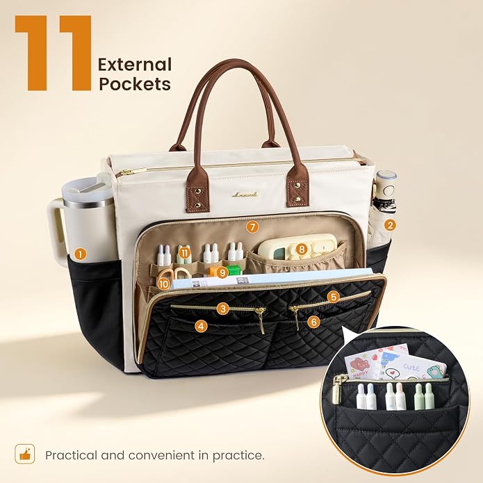 LOVEVOOK Tote Bag for Women, Teacher Nurse Work Laptop Bag, Quilted Bible - Image 7