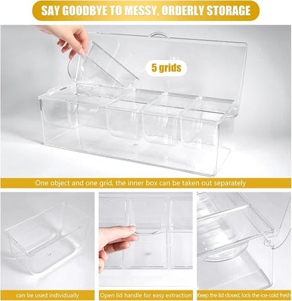 Condiment Tray with Stainless Steel Tableware, Chilled Condiment Server | Bar - Image 6