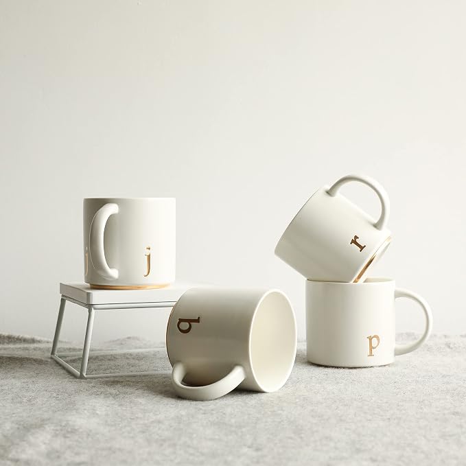 COLLECTIVE HOME Ceramic Coffee Mug, 15 oz Monogram Cup - Image 5