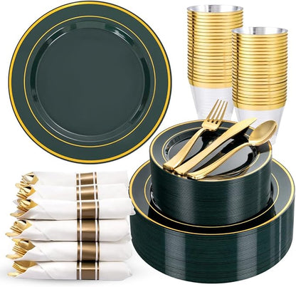 350PCS Green and Gold Plates by WDF