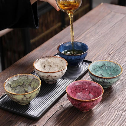 5Pcs Ceramic Tea Cup Set, 4oz Chinese Tea Cups - Image 2