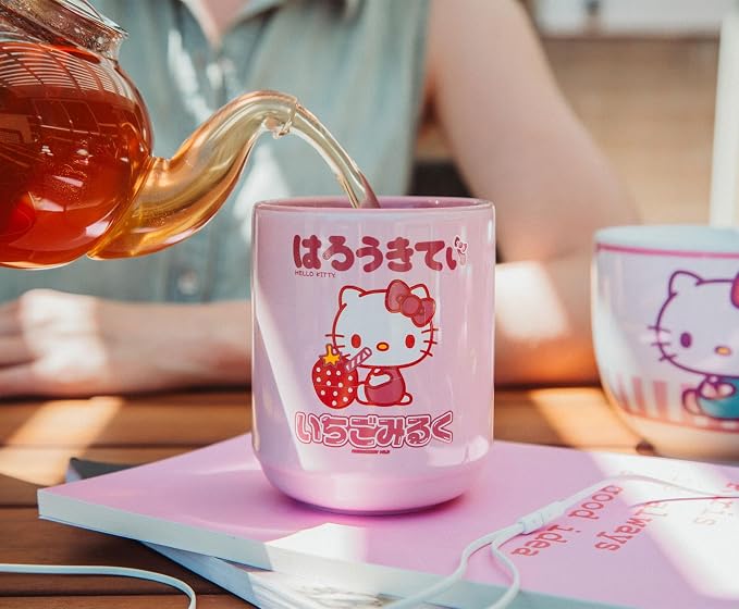 Silver Buffalo Sanrio Hello Kitty Sipping Strawberry Milk Asian-Style Ceramic - Image 4