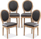 SoarFlash French Dining Chairs Set of 4, Vantage Dining Chair with Round Back, Farmhouse Country Dining Chair for Kitchen,Bedroom,Deep Grey
