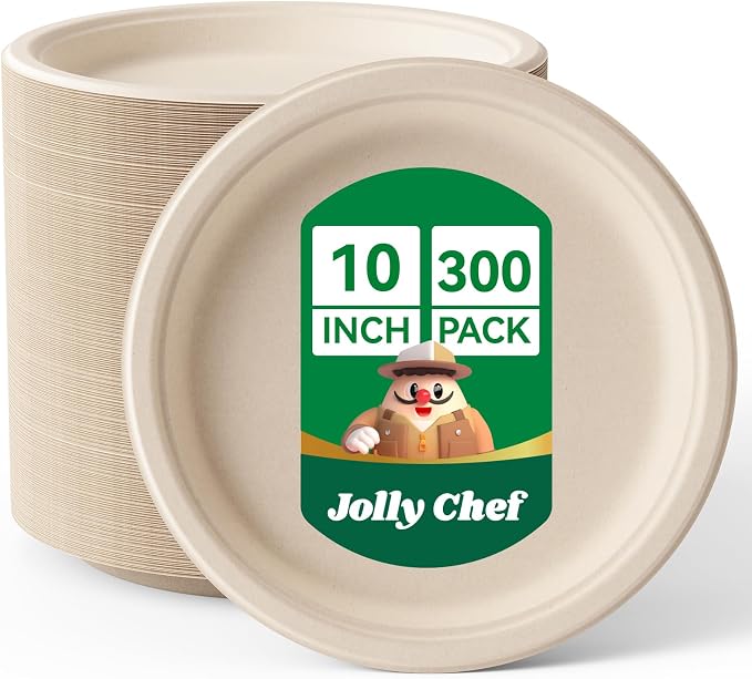 Compostable Heavy Duty Plates   Eco-Friendly Disposable Paper by JOLLYCHEF