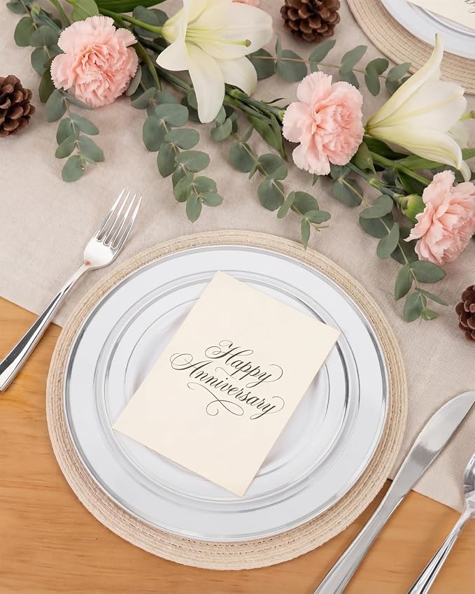 bUCLA 300PCS Silver Disposable Plastic Dinnerware Set - Image 6