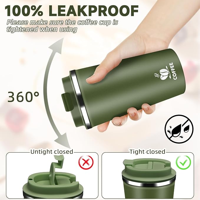 Insulated Travel Coffee Mug Reusable Coffee Tumbler Cup - Image 3