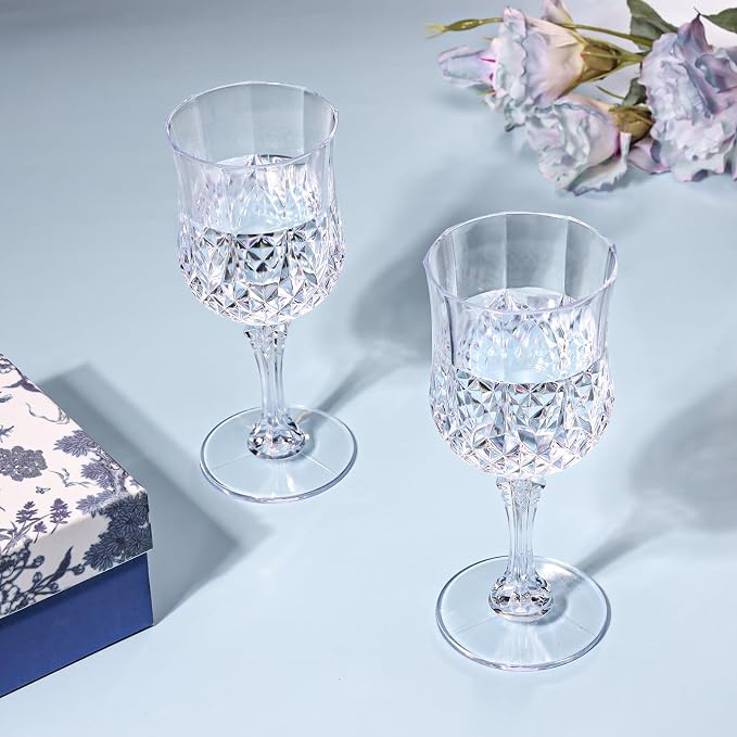 XUWAIDSGN 24 Pcs 7oz Plastic Vintage Wine Glasses Drinking Glasses Unbreakable - Image 5