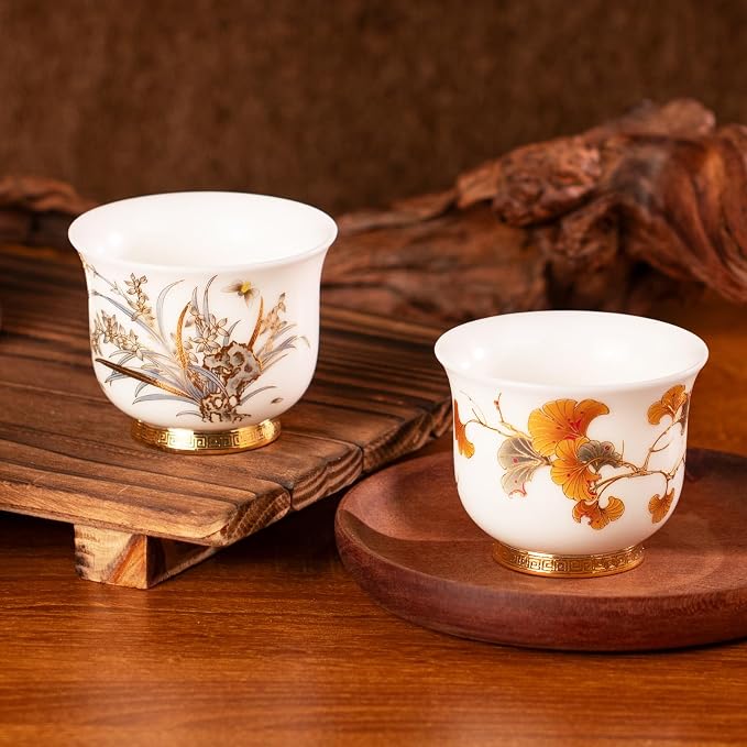 KAMMAK Ceramic Tea Cups Set of 2, 3.9 oz, Vintage Small Teacups, 742N | Hand - Image 6