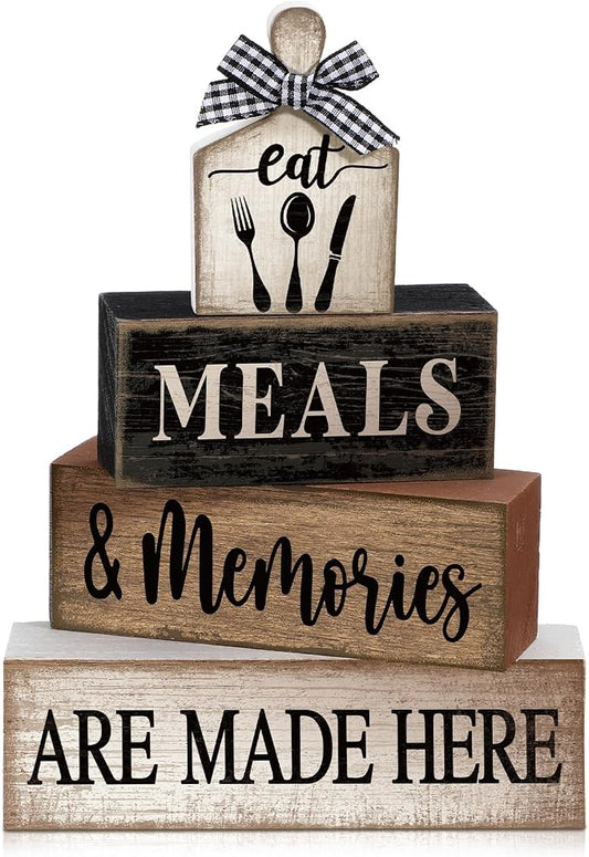 Moucuny 4 Pcs Farmhouse Kitchen Decor Wooden Plate Farmhouse Table Decor Black by Moucuny