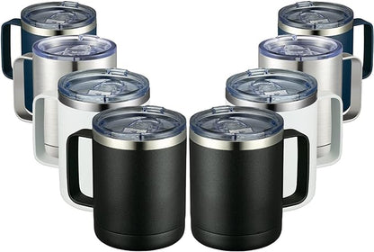 MEWAY 12oz Coffee Mug With Handle 8 Pack Bulk, Stainless Steel Insulated Travel by MEWAY