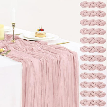 12 Pack Dusty Pink Cheesecloth Table Runner 35x120 Inches Spring Summer Boho by BlueTopCoLtd
