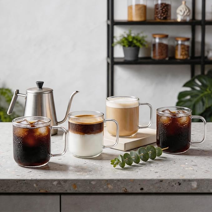 Glass Coffee Mugs, 8 oz iced coffee cups, Glass Mugs - Image 6