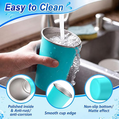 Mimorou 4 Pack 16 oz Stainless Steel Pint Cups Metal Cups Unbreakable Drinking - Image 4