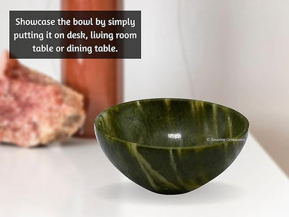 Vesuvianite Crystal Bowl - 2 Inch Decorative Bowls for Room and Home Decor - Gemstone Healing Crystals for Elegant Display, Positive Energy Balance and Gift