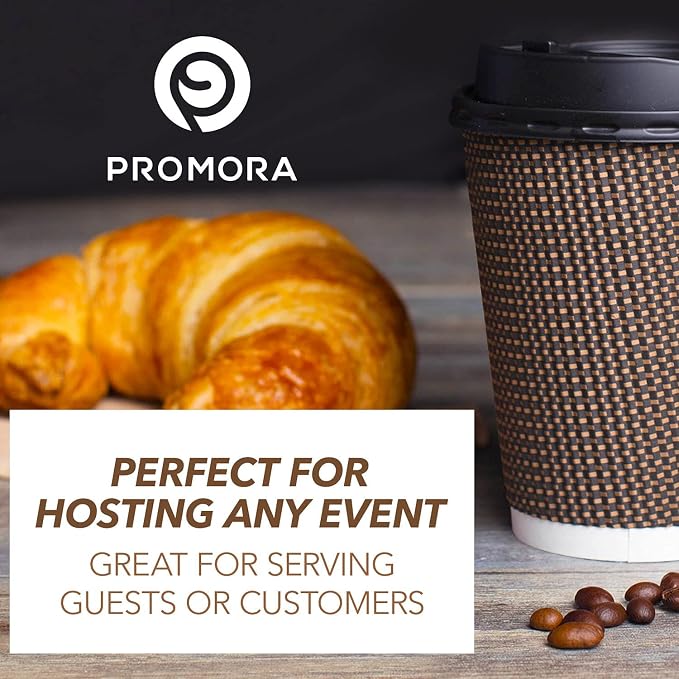 Promora 8 oz Brown Disposable Coffee Cups - Image 4