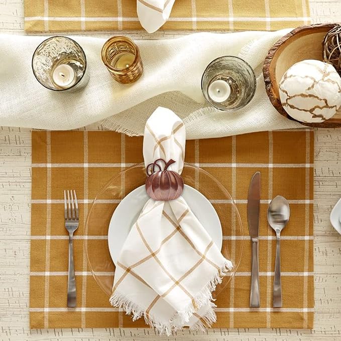 wonlex Fall Napkin Rings Set of 6, Pumpkin Napkin Holders Ring - Image 4