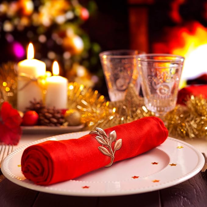 WILLBOND Leaf Napkin Rings Holders Fall Party Napkin Rings - Image 3