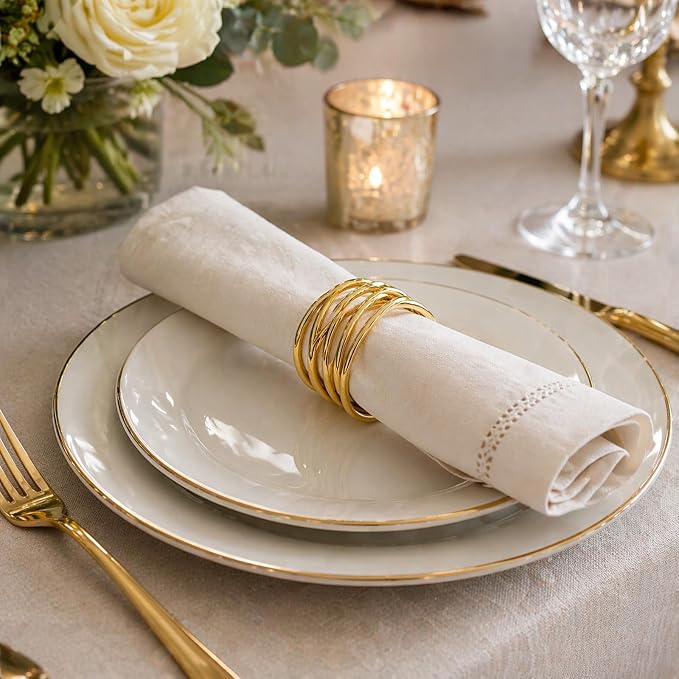 6 PCS Gold Metal Napkin Rings - Image 3