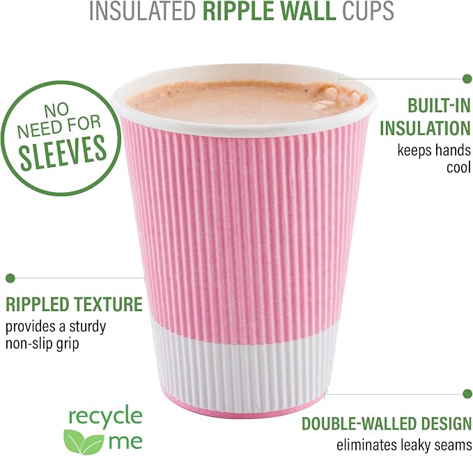 Restaurantware 8 Ounce Double Wall Disposable Coffee Cups, 500 Insulated Light - Image 4